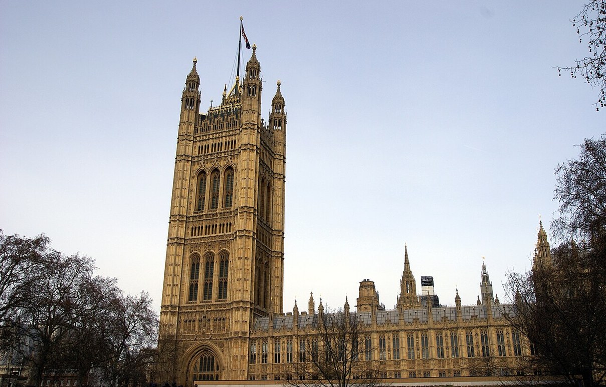 The Victoria Tower and the House of Lords, Palace of Westminster, London