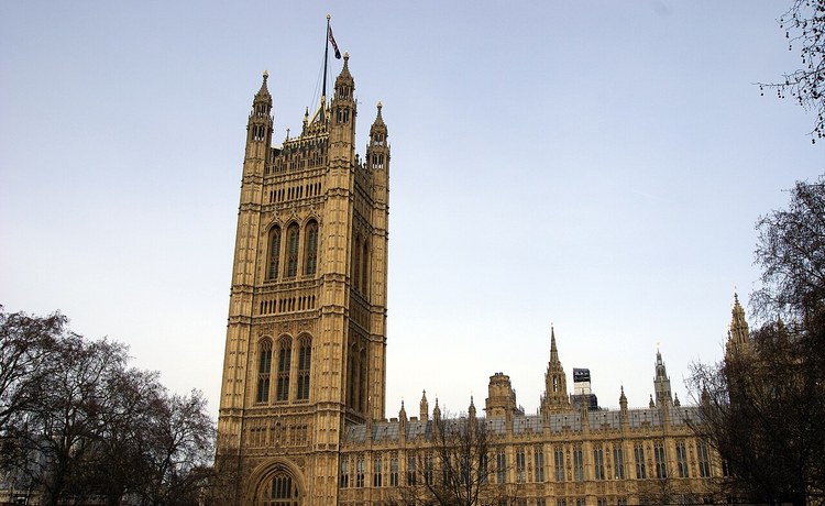 The Victoria Tower and the House of Lords, Palace of Westminster, London