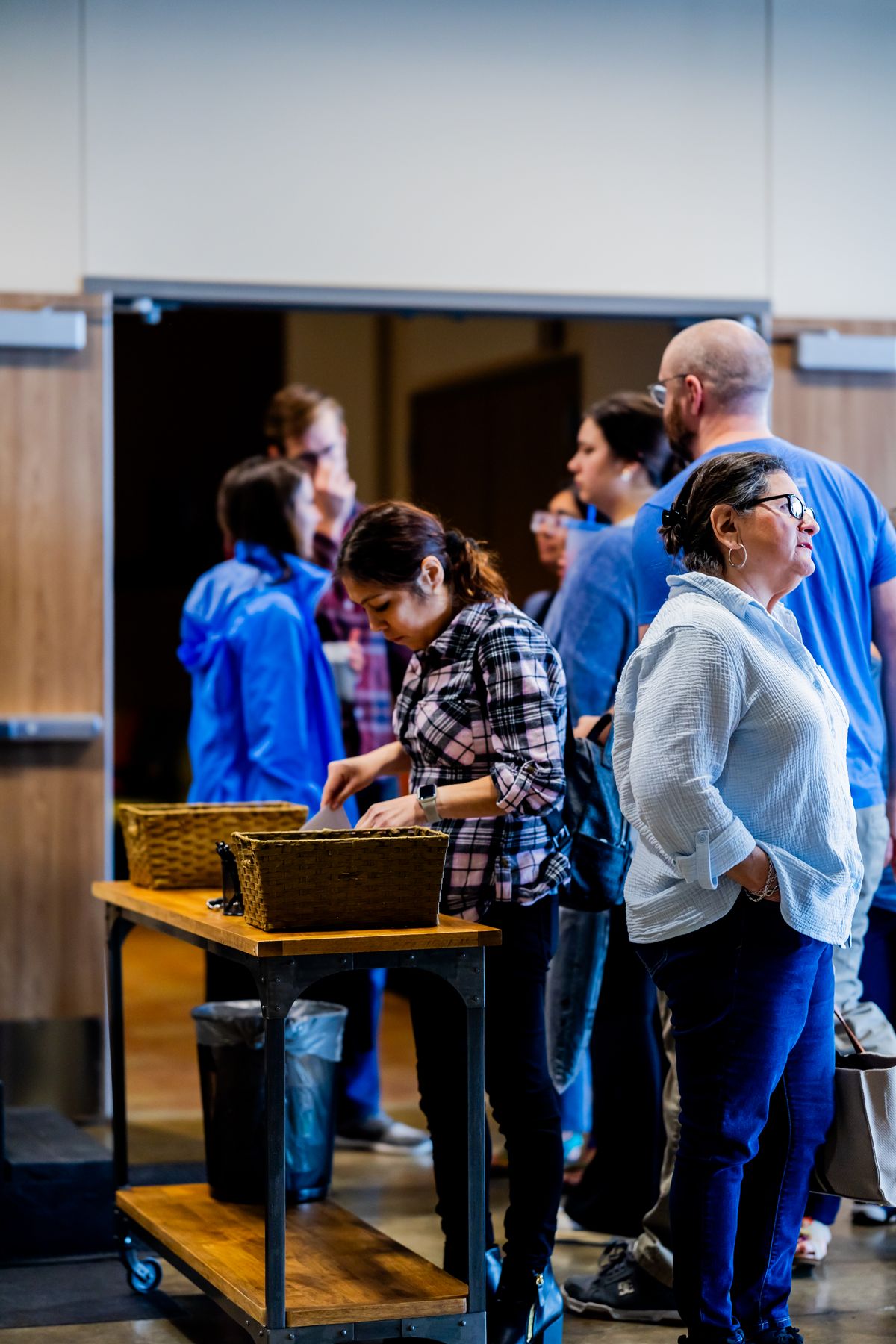 Diverse group gathering at indoor event