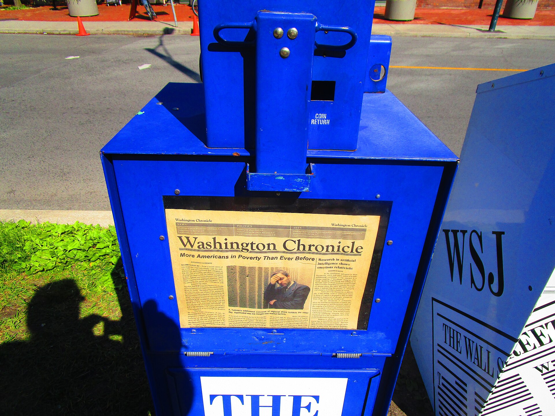 Film crew for the TV series 'Condor' installed faux newspaper boxes on this Toronto street, to make it look like Washing