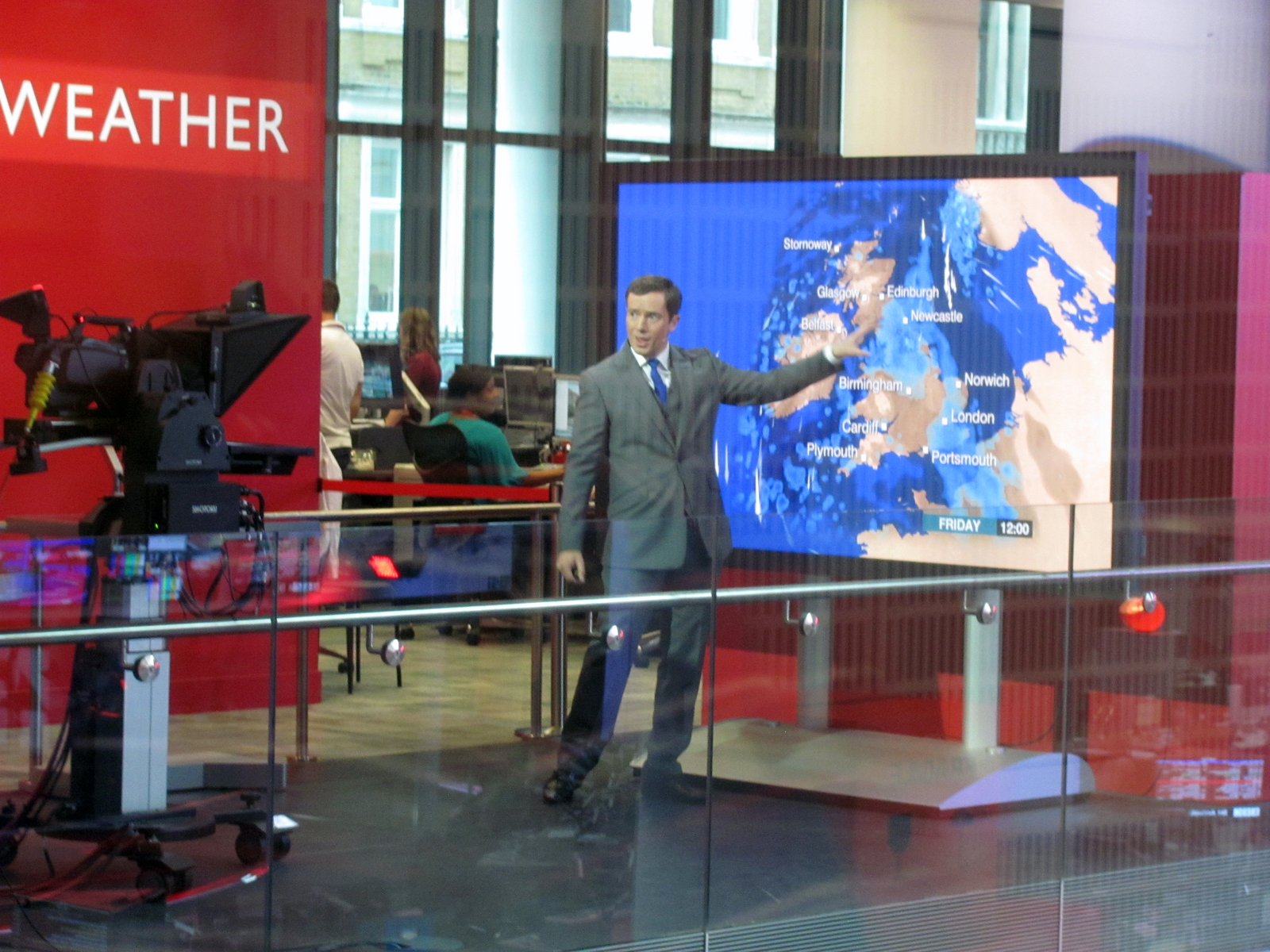 BBC weather forecast from Broadcasting House newsroom