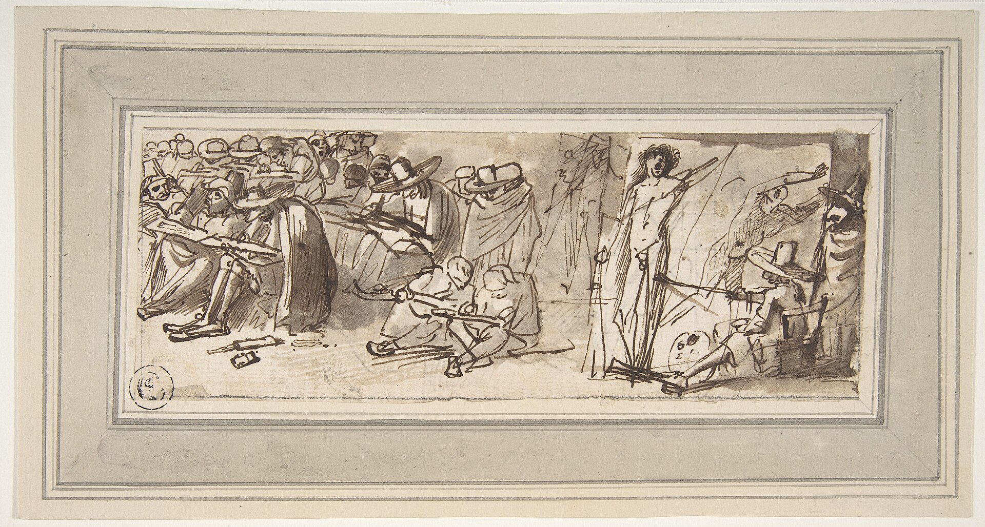 Artists Drawing and Painting in a Studio