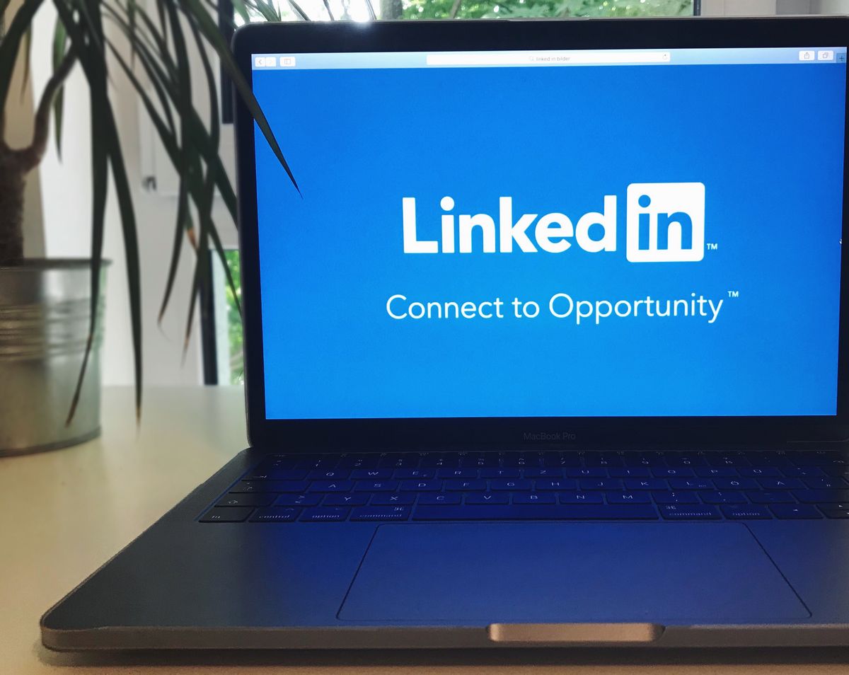 Linkedin logo on laptop screen
