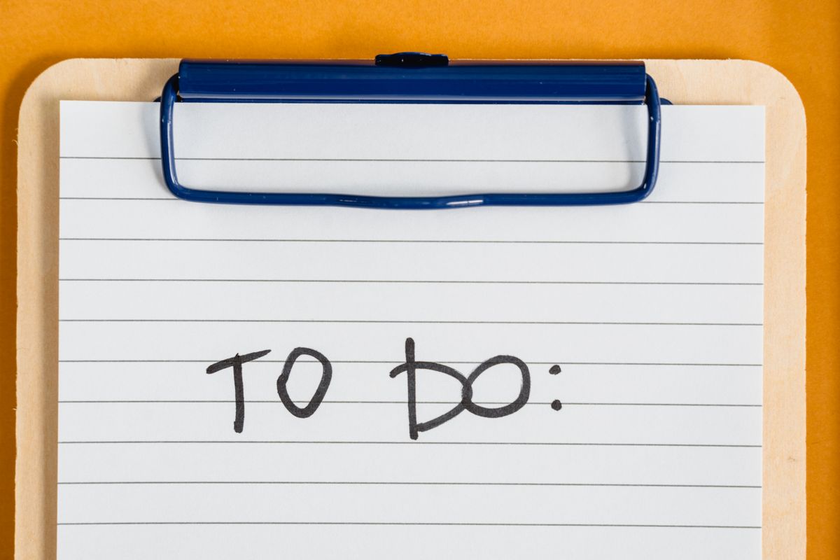 A to do list on a clipboard