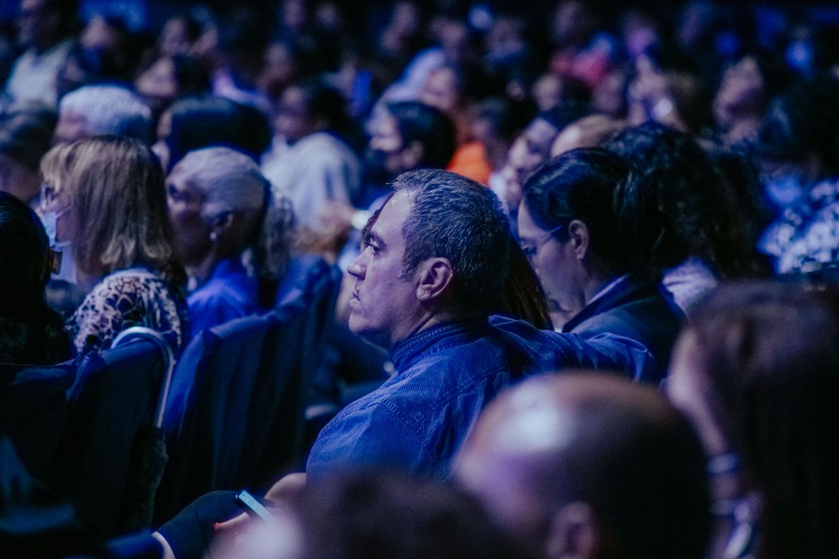 Crowd heads on audience