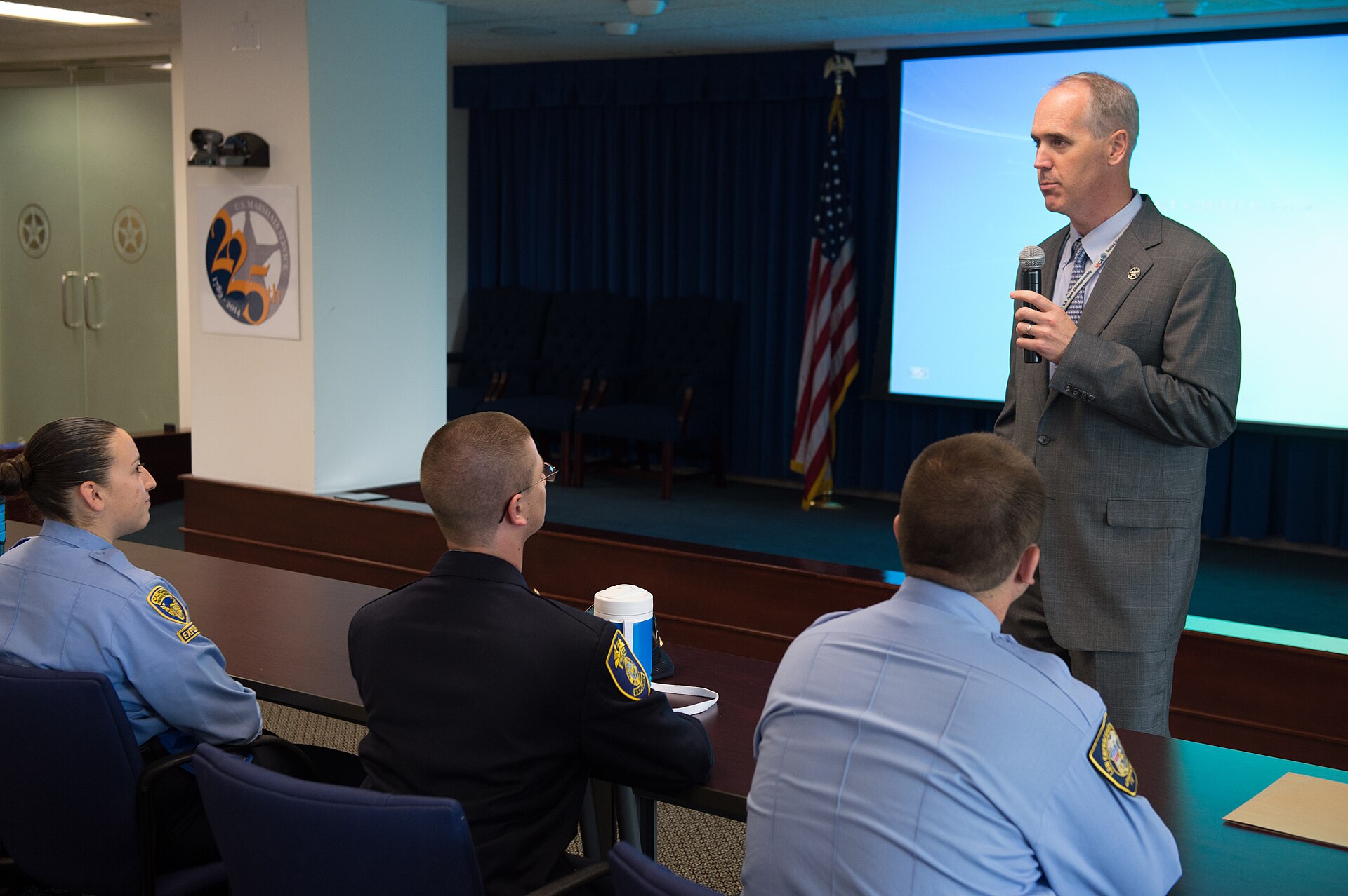 2015 Law Enforcement Explorers Conference speaker with microphone